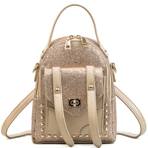 Fashion Small Rivet Sequined Backpack