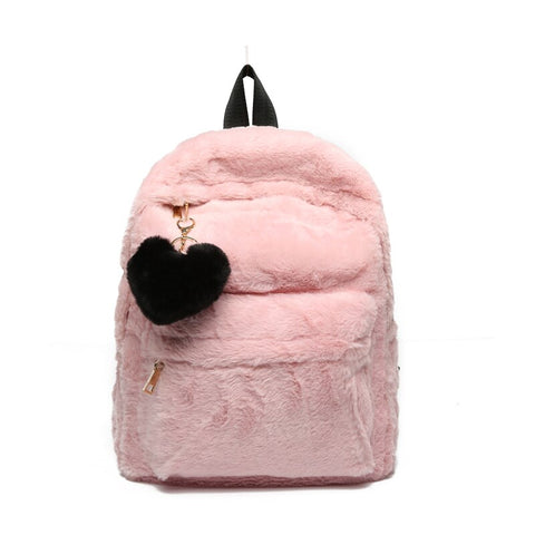Cute Solid Faux Fur Backpack