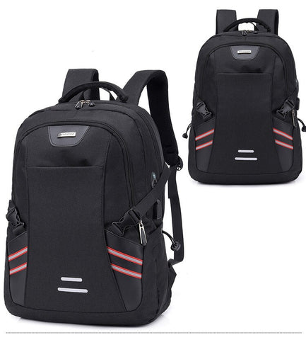 men's reflective stripe usb charging waterproof backpack